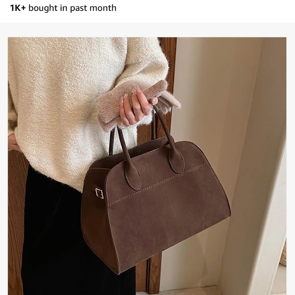 Deermisu faux suede tote for women with vintage top handle